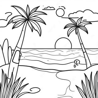 Bright Sunny Beach Scene Coloring Page 13308-11051