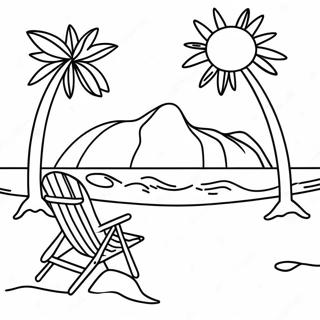 Bright Sunny Beach Scene Coloring Page 13308-11052