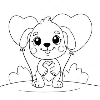 Cute Puppy With Heart Balloons Coloring Page 13348-11081