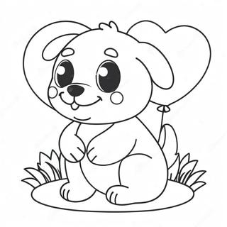 Cute Puppy With Heart Balloons Coloring Page 13348-11082