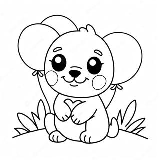 Cute Puppy With Heart Balloons Coloring Page 13348-11083