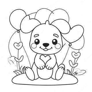 Cute Puppy With Heart Balloons Coloring Page 13348-11084