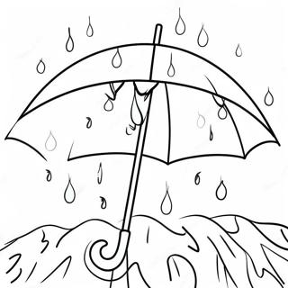 Colorful Umbrella Under Rain Coloring Page 13368-11097