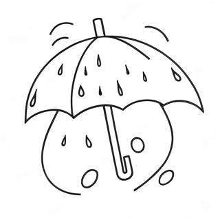 Colorful Umbrella Under Rain Coloring Page 13368-11100