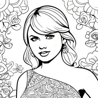 Enchanting Taylor Swift In A Sparkling Dress Coloring Page 13398-11121