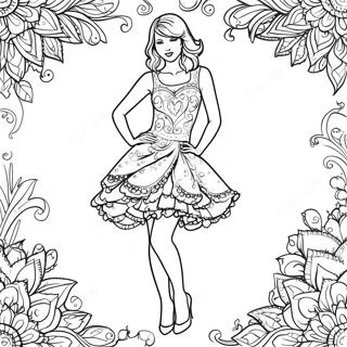 Enchanting Taylor Swift In A Sparkling Dress Coloring Page 13398-11122