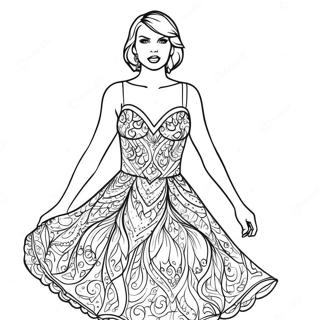 Enchanting Taylor Swift In A Sparkling Dress Coloring Page 13398-11124