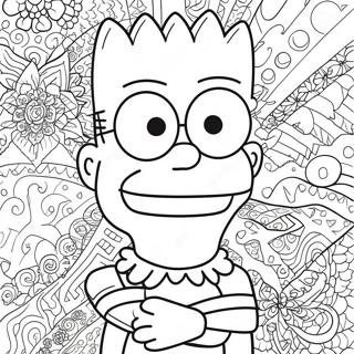 Psychedelic Bart Simpson With Groovy Patterns Coloring Page 13438-11153