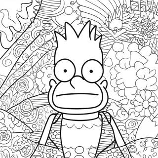 Psychedelic Bart Simpson With Groovy Patterns Coloring Page 13438-11155