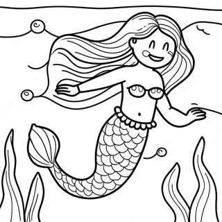 Beautiful Mermaid Underwater Scene Coloring Page 13497-11198