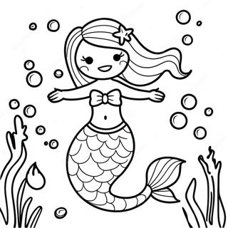 Beautiful Mermaid Underwater Scene Coloring Page 13497-11199