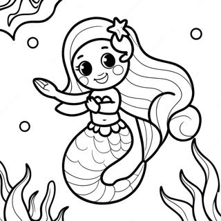 Beautiful Mermaid Underwater Scene Coloring Page 13497-11200