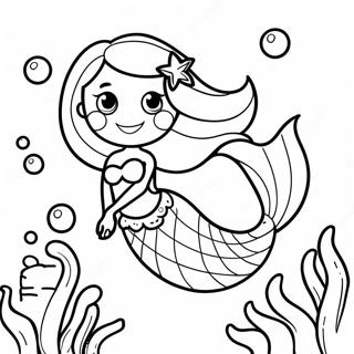 Realistic Mermaid With Colorful Fish Coloring Page 13498-11202