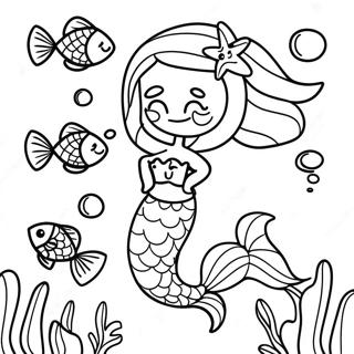 Realistic Mermaid With Colorful Fish Coloring Page 13498-11203