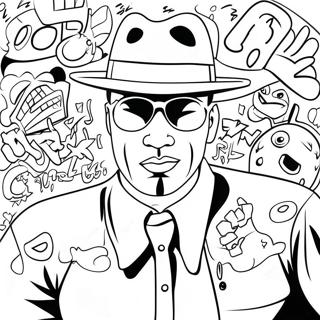 Colorful Gangster Graffiti Wall Coloring Page 1352-1084