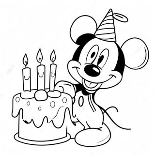 Mickey Mouse With Birthday Cake Coloring Page 13579-11257