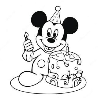 Mickey Mouse With Birthday Cake Coloring Page 13579-11258