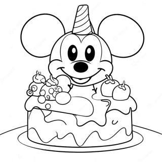 Mickey Mouse With Birthday Cake Coloring Page 13579-11259