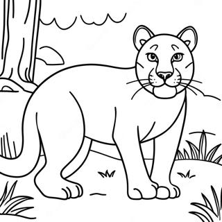 Majestic Cougar In The Wild Coloring Page 13629-11297