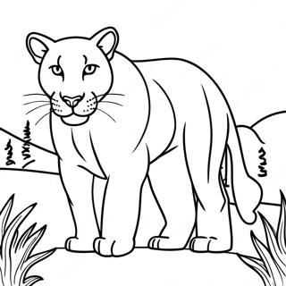 Majestic Cougar In The Wild Coloring Page 13629-11299