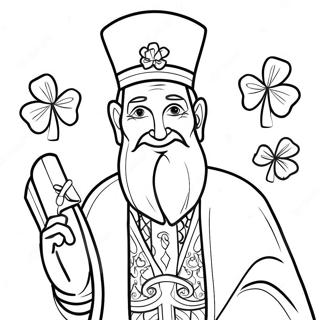 Saint Patrick With Shamrocks Coloring Page 13679-11338