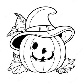 Smiling Pumpkin With A Hat Coloring Page 13709-11361