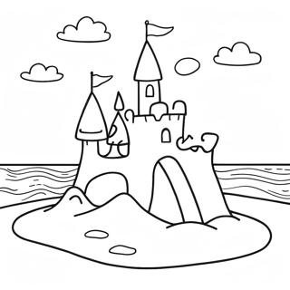 Beautiful Sand Castle By The Ocean Coloring Page 13719-11369