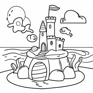 Beautiful Sand Castle By The Ocean Coloring Page 13719-11370