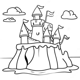 Beautiful Sand Castle By The Ocean Coloring Page 13719-11371