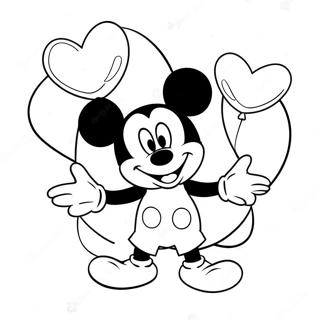 Mickey Mouse Holding Heart Balloons Coloring Page 13739-11385