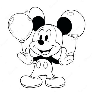 Mickey Mouse Holding Heart Balloons Coloring Page 13739-11386