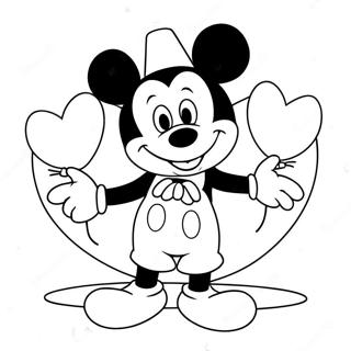 Mickey Mouse Holding Heart Balloons Coloring Page 13739-11387