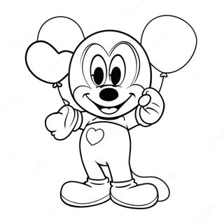 Mickey Mouse Holding Heart Balloons Coloring Page 13739-11388