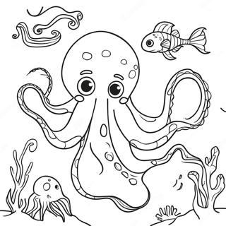 Majestic Kraken Underwater Scene Coloring Page 13749-11394