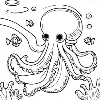 Majestic Kraken Underwater Scene Coloring Page 13749-11395