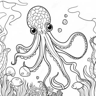 Majestic Kraken Underwater Scene Coloring Page 13749-11396