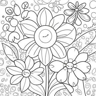 Cheerful Flowers Blooming Coloring Page 13799-11433