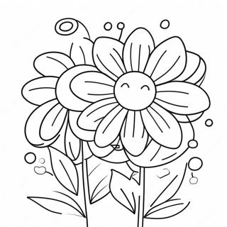 Cheerful Flowers Blooming Coloring Page 13799-11435