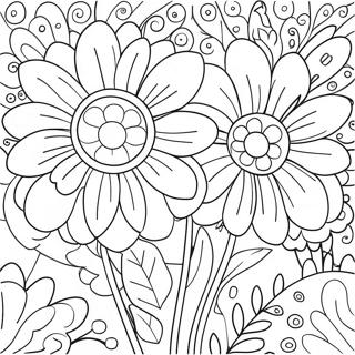 Cheerful Flowers Blooming Coloring Page 13799-11436