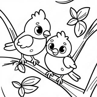 Cute Orioles Sitting On A Branch Coloring Page 13839-11465