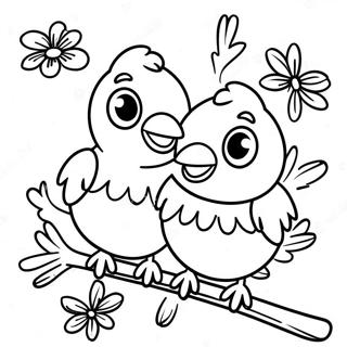 Cute Orioles Sitting On A Branch Coloring Page 13839-11466