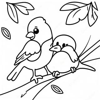 Cute Orioles Sitting On A Branch Coloring Page 13839-11467