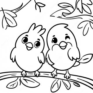 Cute Orioles Sitting On A Branch Coloring Page 13839-11468