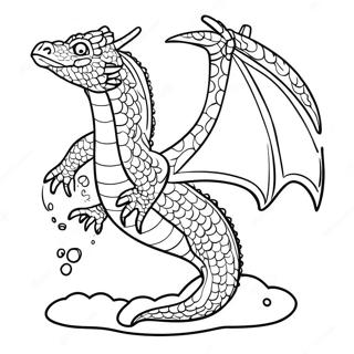 Majestic Water Dragon Flying Coloring Page 13859-11481