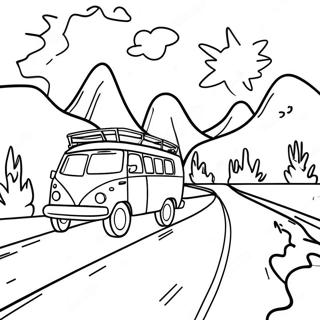 Colorful Road Trip Scene Coloring Page 13869-11492