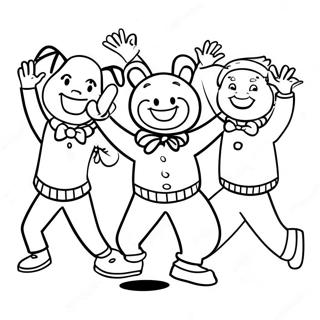 Wiggles Dancing Characters Coloring Page 13909-11522