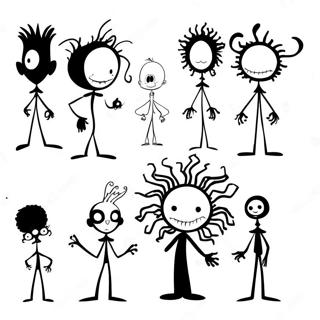 Tim Burton Character Silhouettes Coloring Page 13989-11593