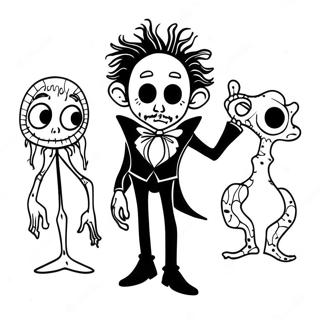 Tim Burton Character Silhouettes Coloring Page 13989-11594