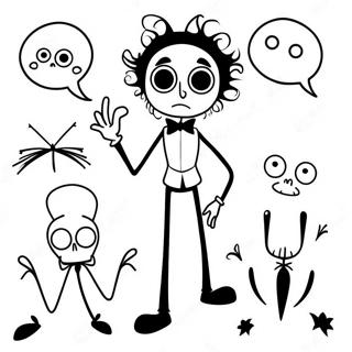 Tim Burton Character Silhouettes Coloring Page 13989-11595