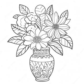 Elegant Flower Vase Coloring Page 14039-11635